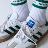 ALOA Tennis Crew Socks - White/Racing Green