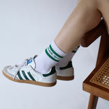 ALOA Tennis Crew Socks - White/Racing Green