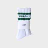 ALOA Tennis Crew Socks - White/Racing Green