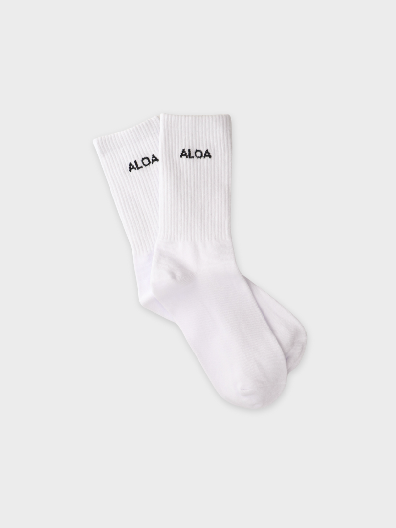 ALOA Crew Socks - White/Black