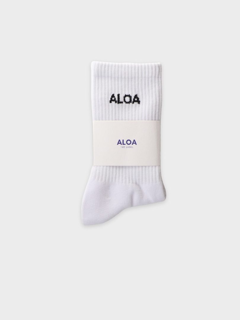 ALOA Crew Socks - White/Black